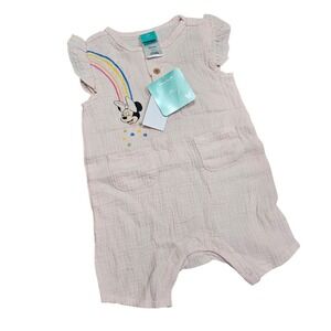 Disney Baby Romper 18M Pink Minnie Mouse Rainbow Gauze Flutter Sleeve Summer